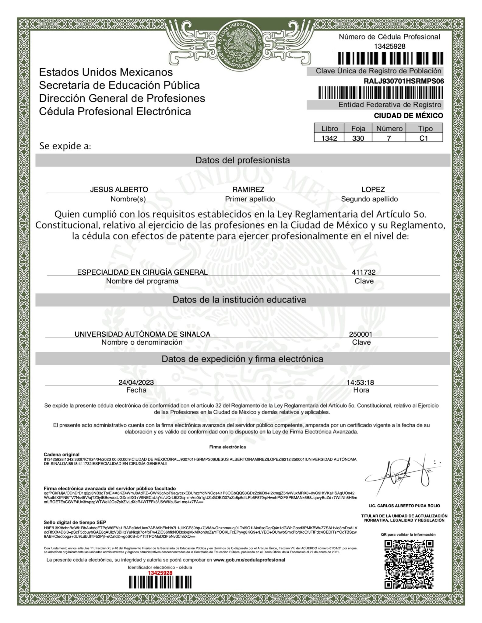Cédula Cirugía General